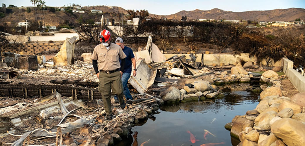 Responders at a koi pond