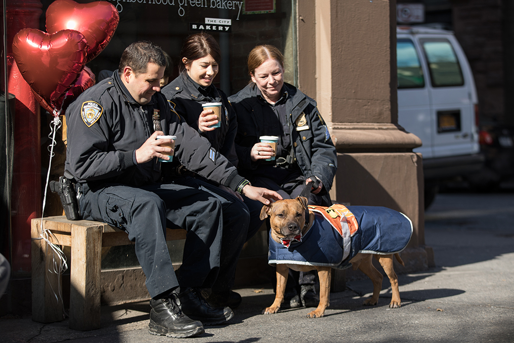 Orson with NYPD officers