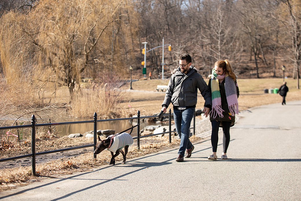 Ginny with Nick and Claire on a walk