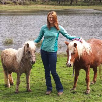 Jena and the two rescued mini horses